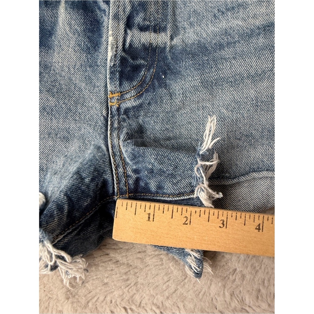 AGOLDE Parker Denim Shorts 25 Blue High Rise Cutoff Distressed Organic Cotton - Picture 9 of 9